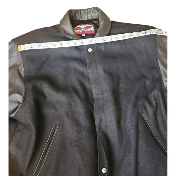 Vintage Jeff Hamilton Bomber Jacket Men's Size M Wool And Leather Black Classic - Picture 9 of 11